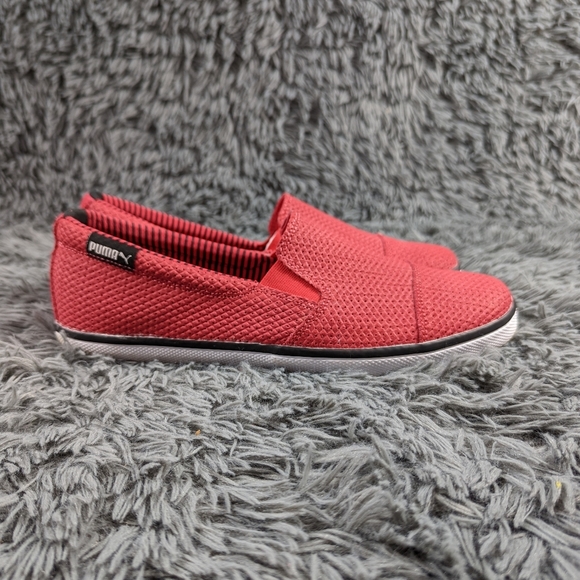 Puma Shoes - PUMA Women's Leather Vulc Slip-On Shoes Flats Red White 11